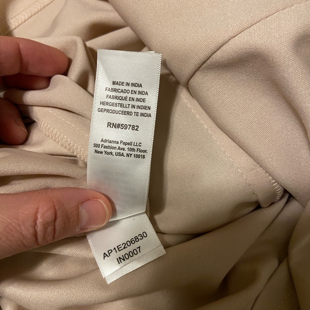 Adrianna Papell Beaded Fringe Cocktail Dress, blush/beige color, sleeveless, sz8 - Picture 11 of 14